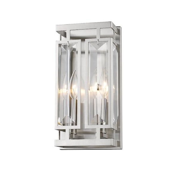Z-Lite Mersesse 2 Light Wall Sconce, Brushed Nickel & Clear 6006-2S-BN - main